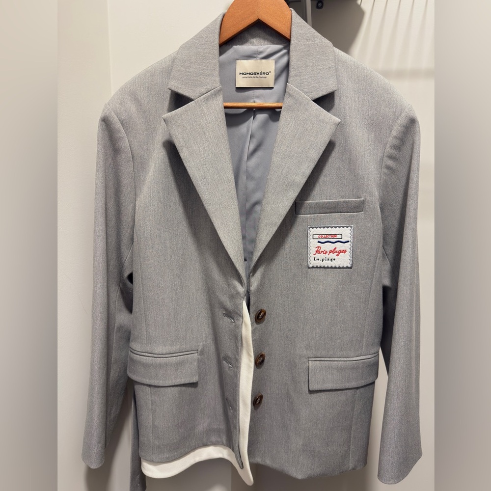 Gray Blazer with Button Accents - Picture 2 of 7